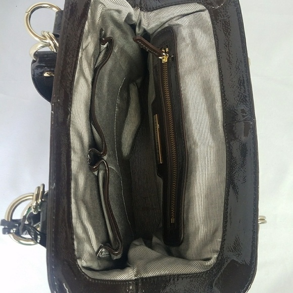 Elliott Lucca brown quilted patent leather satchel - Picture 8 of 11